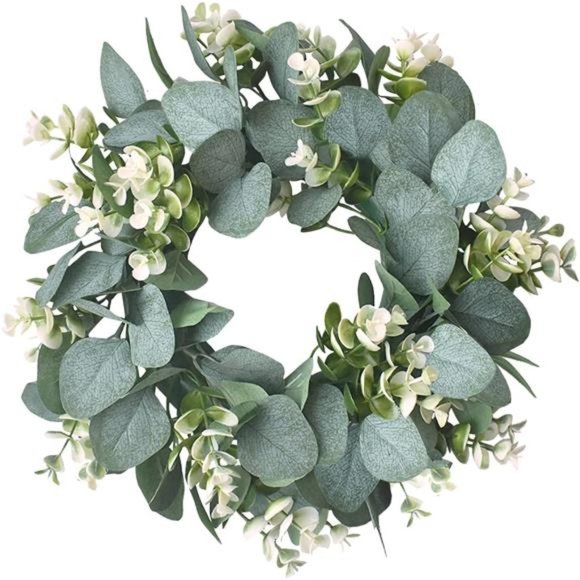 12" Artificial Eucalyptus Wreath for Front Door Small Spring Summer Wreath - Picture 1 of 7